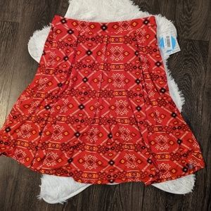Lularoe Madison Skirt, XL, Red Aztec
